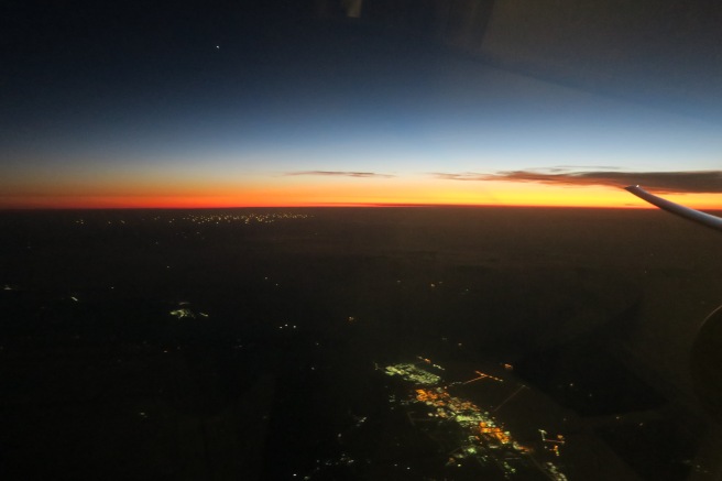 a view of a city from an airplane