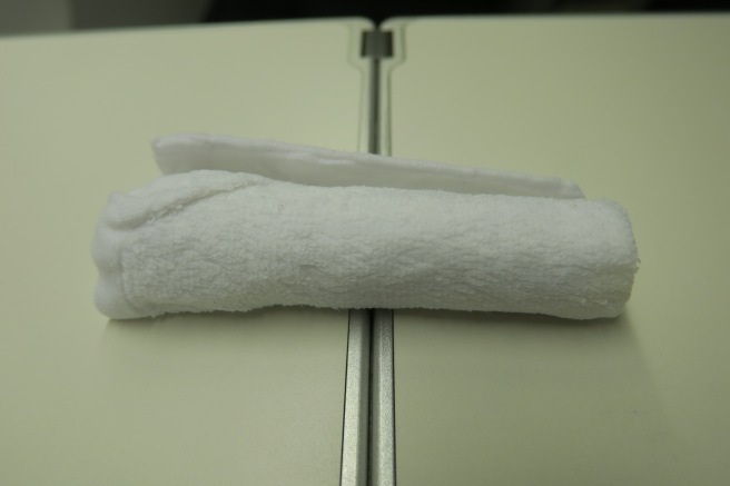 a white towel on a table