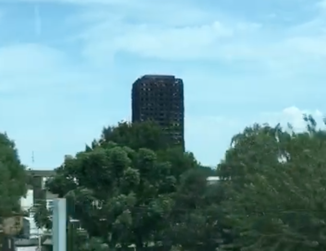 a tall building in the middle of trees