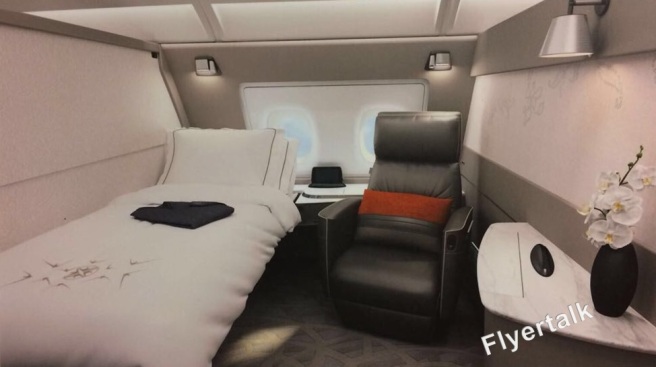 a bed and a chair in a plane