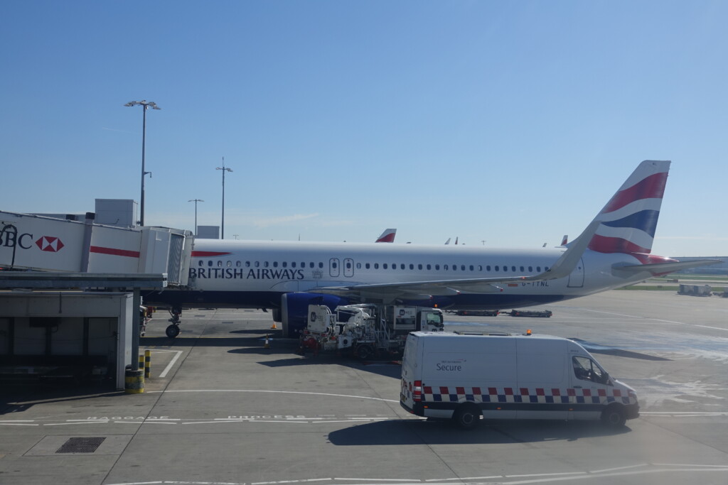 a plane parked at an airport