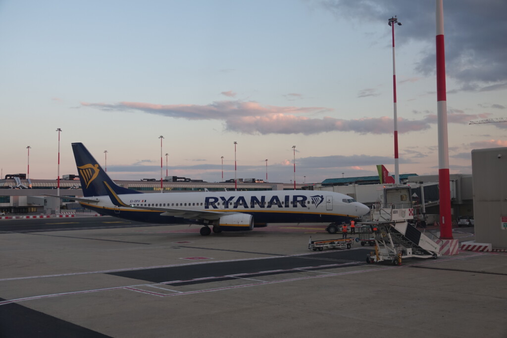 a plane on the runway