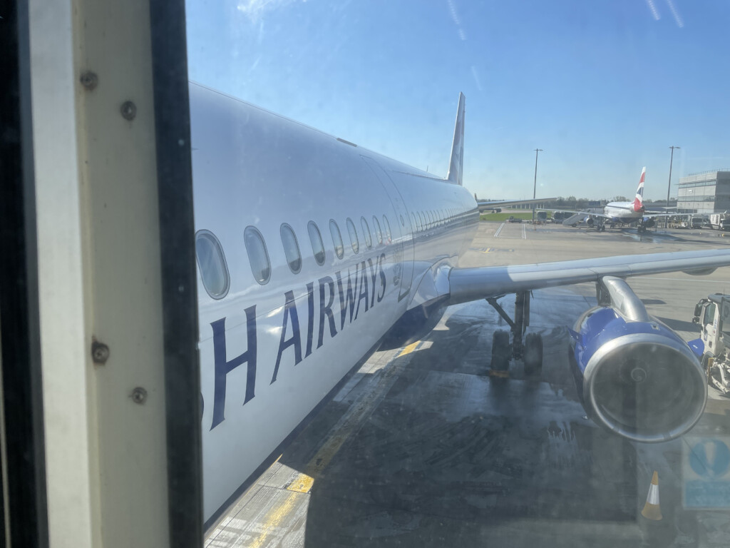 a plane parked at an airport