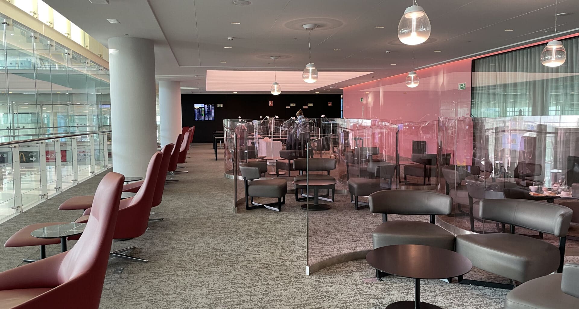 a room with tables and chairs