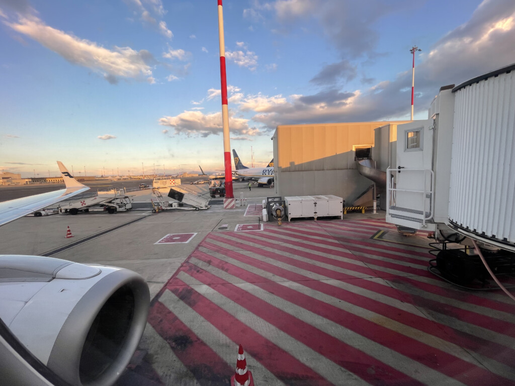 a plane parked at an airport