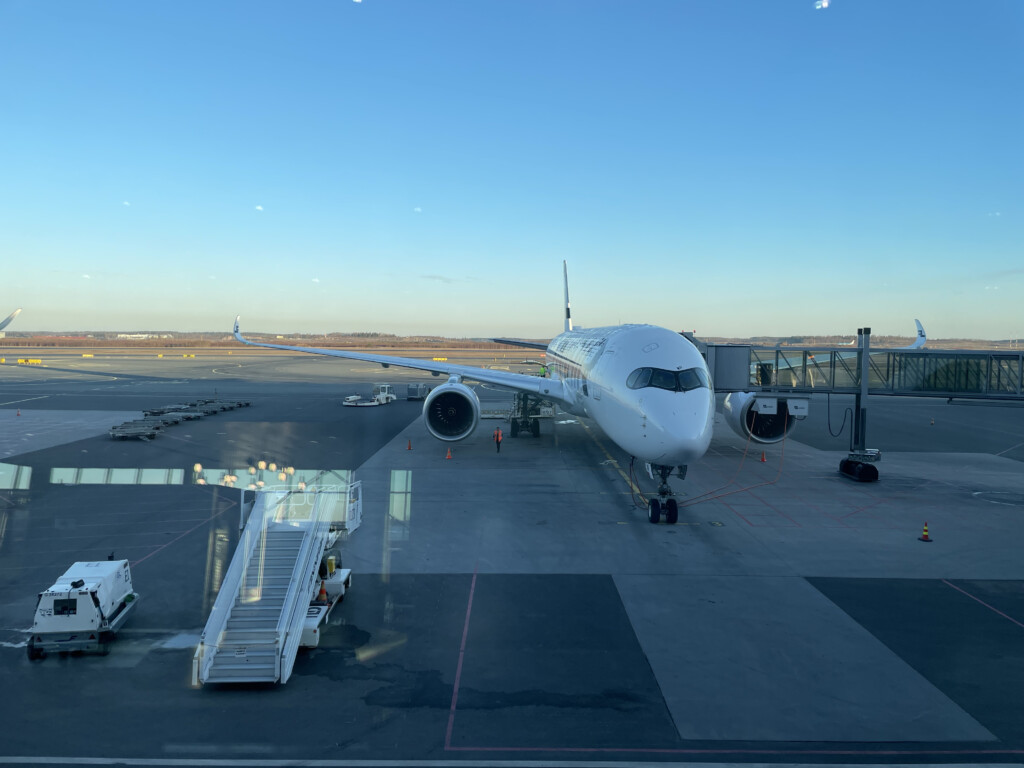 an airplane parked at an airport