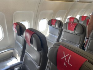 a row of seats on an airplane