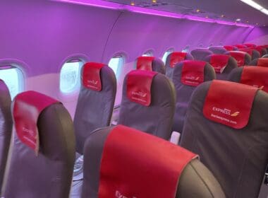 a row of seats in an airplane