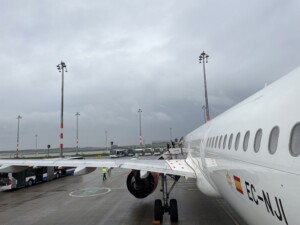 a plane on the runway