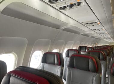 a row of seats on an airplane