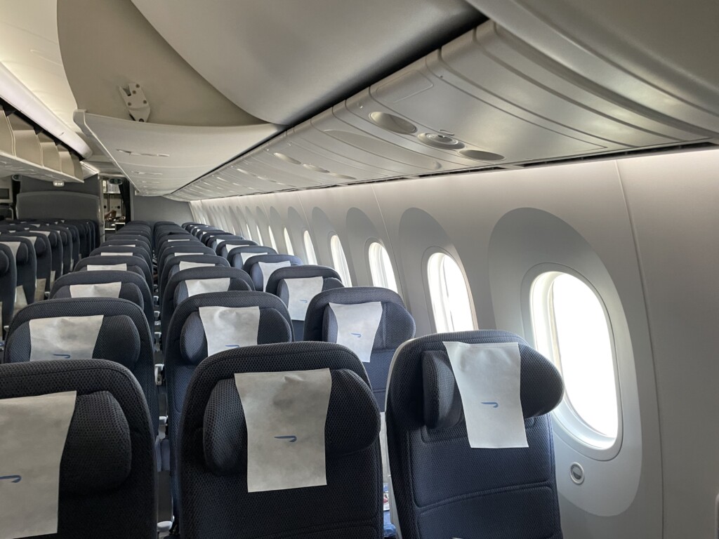 a row of seats on an airplane