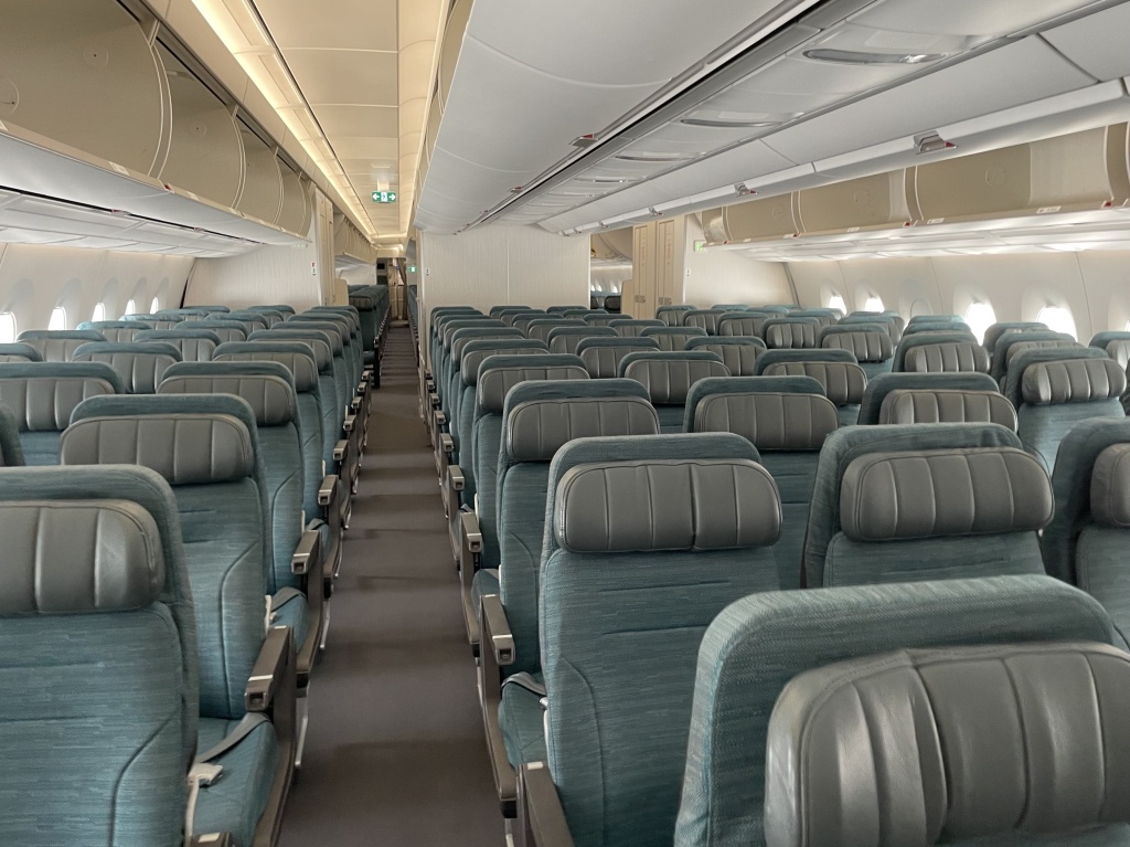 an airplane with many seats