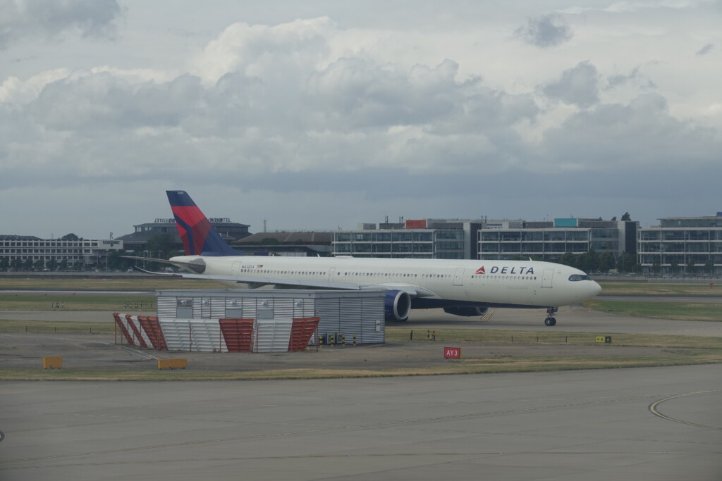 a plane on the runway