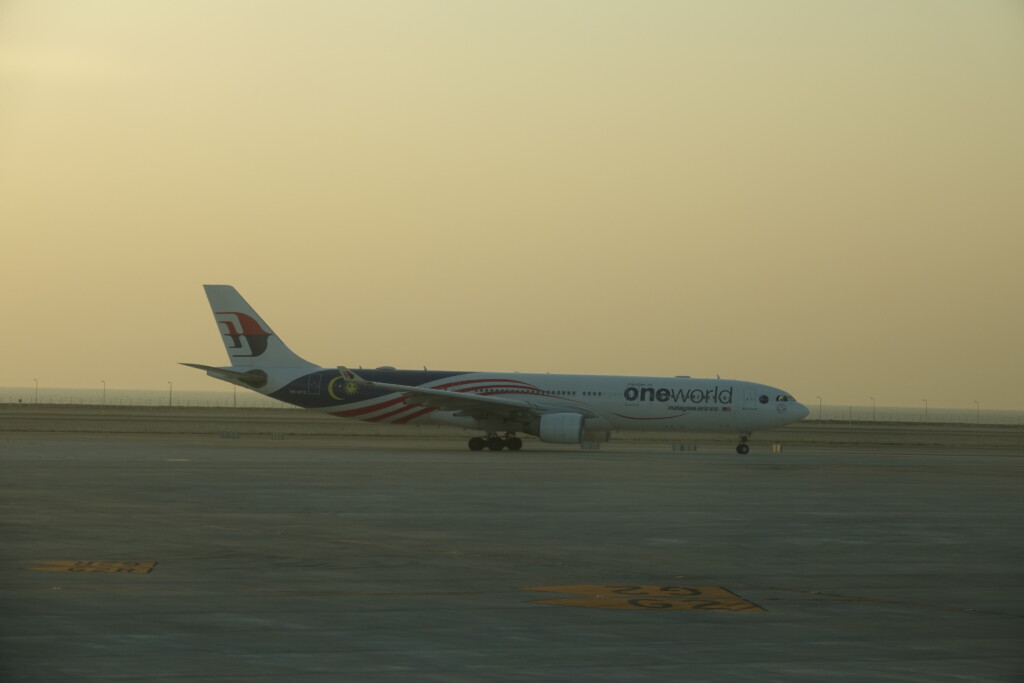 a plane on the runway