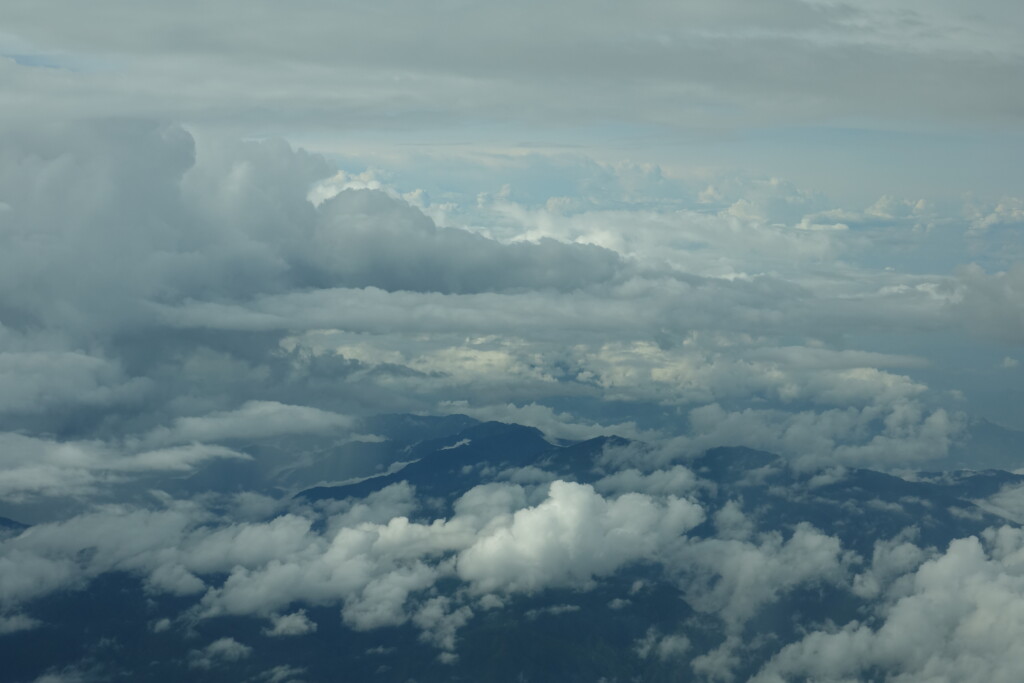 clouds and mountains from above