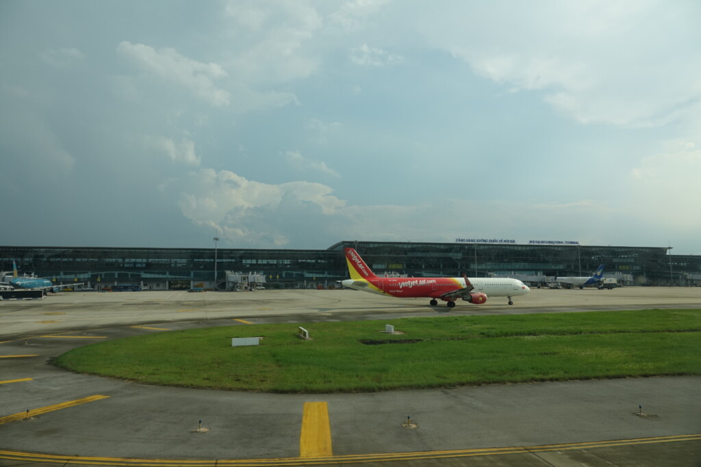 a plane on the runway