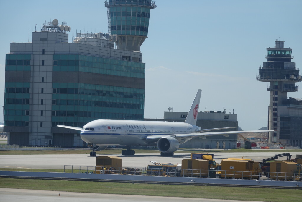 a plane on the runway