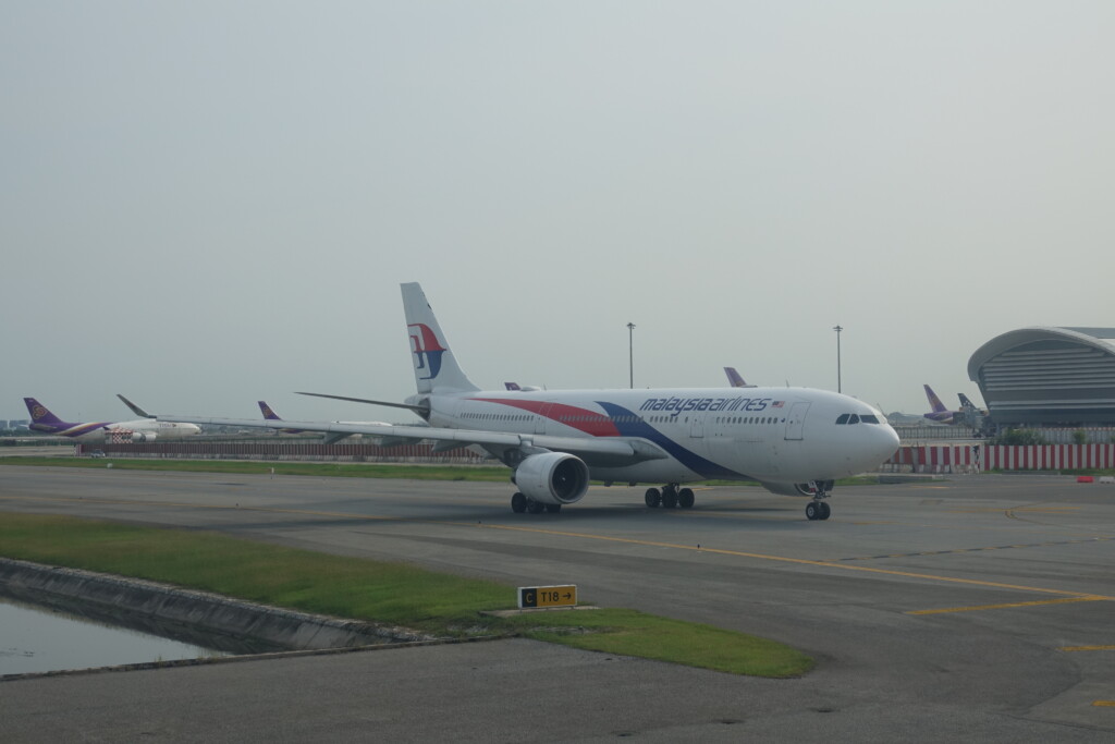 a plane on the runway