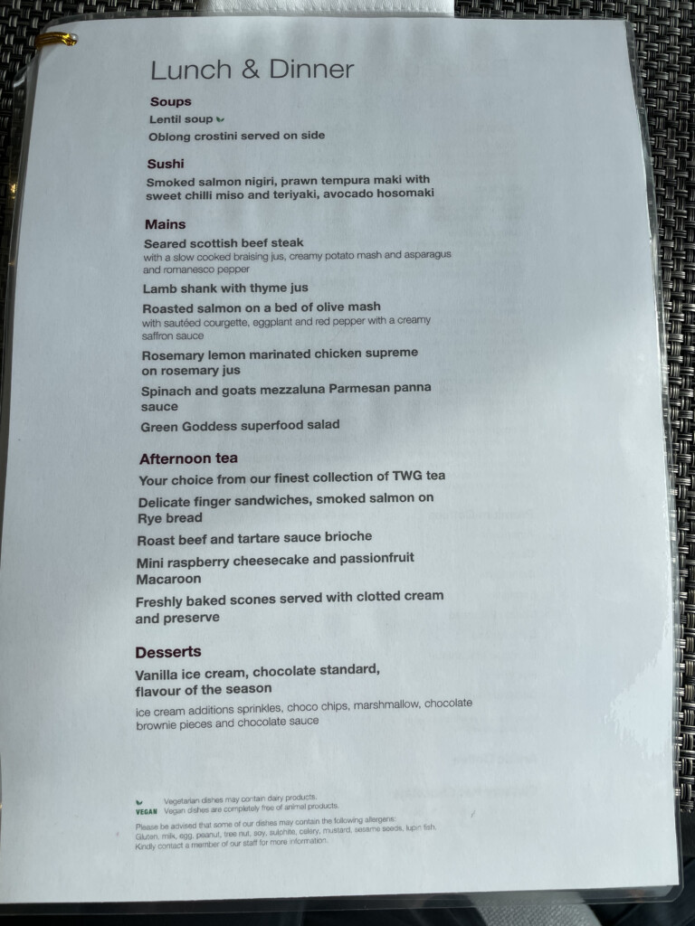 a menu on a table