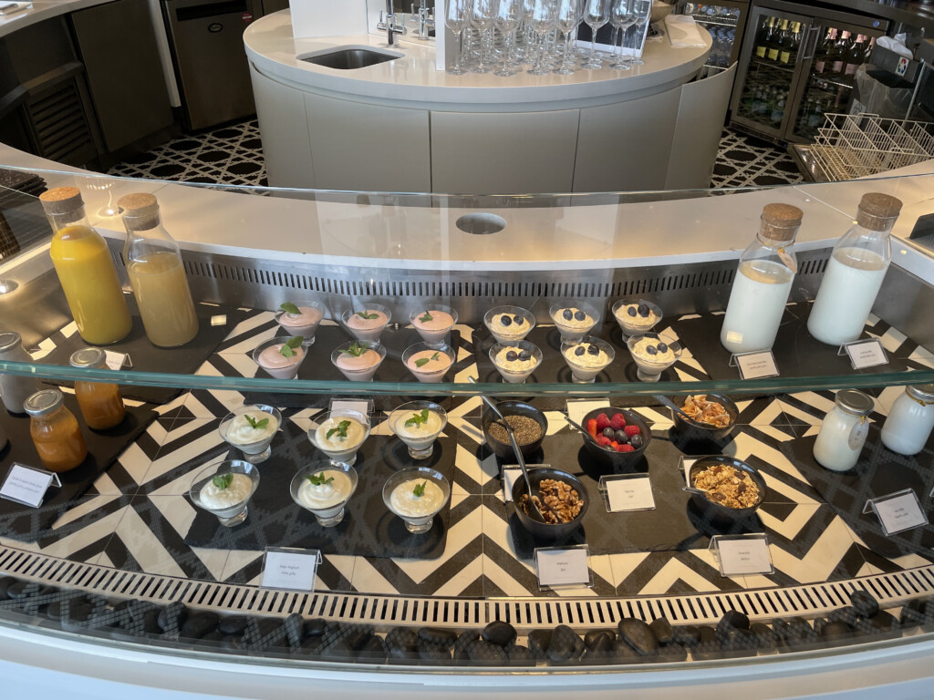 a display of food on a counter