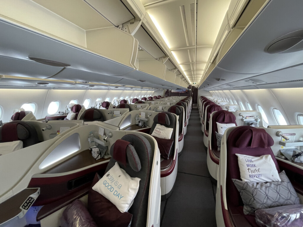 a row of seats on an airplane