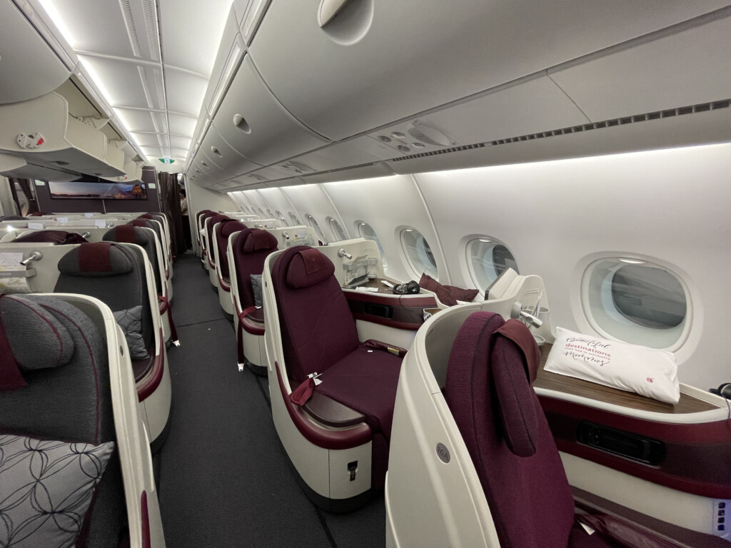 a row of seats in a plane