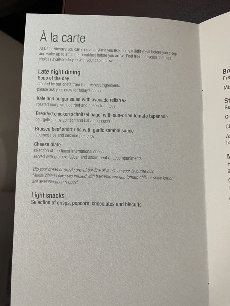 a menu of a restaurant