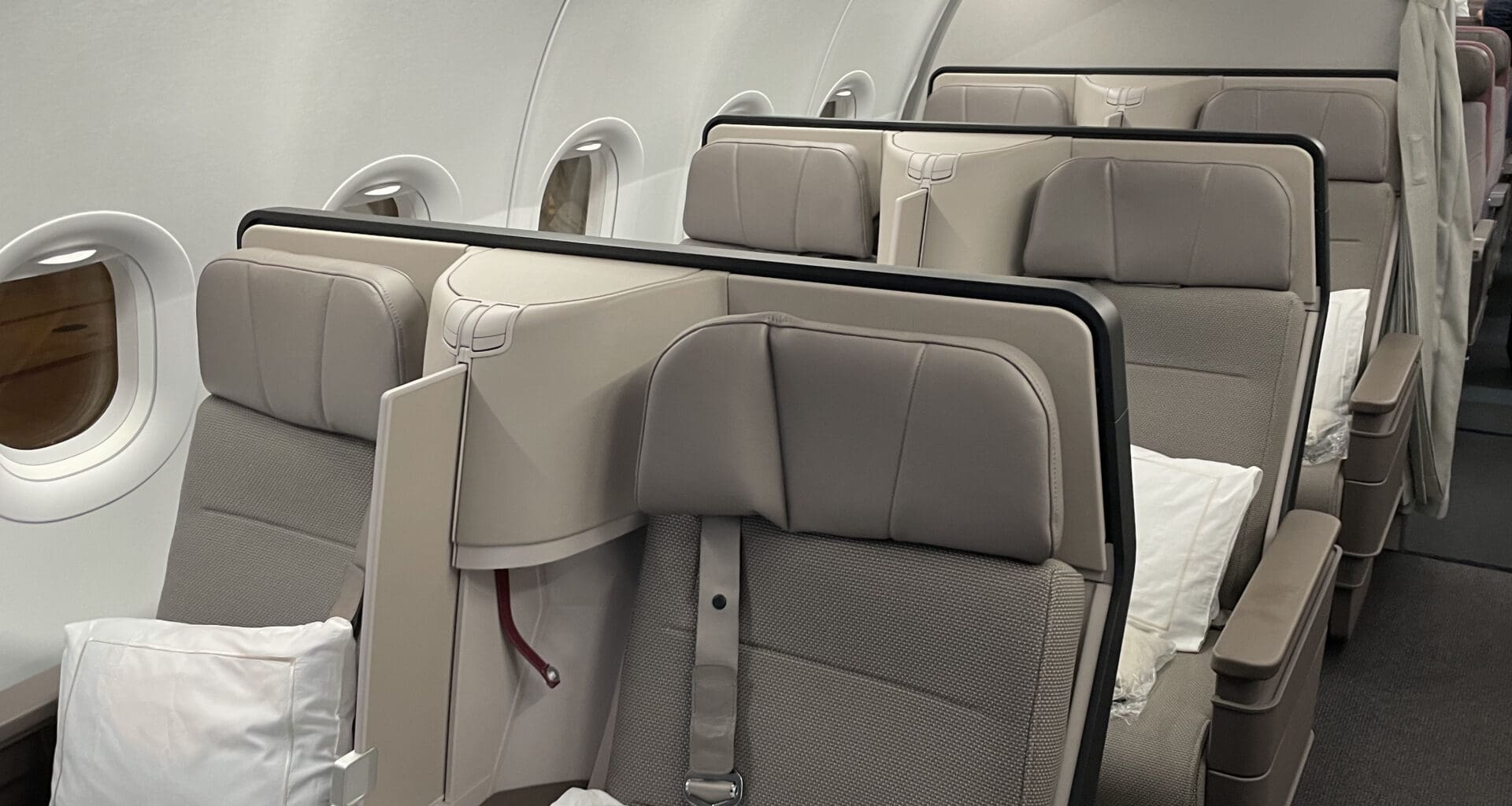 a row of seats in an airplane