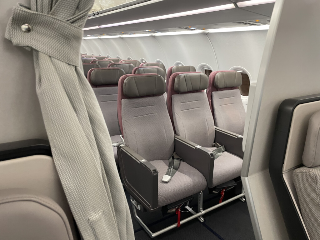 a row of seats in an airplane