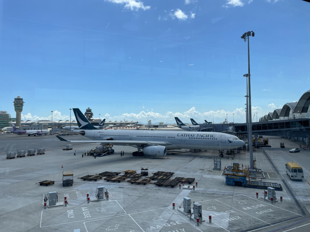 an airplane parked at an airport