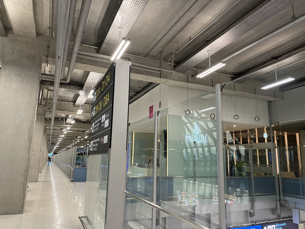 a glass wall in a building