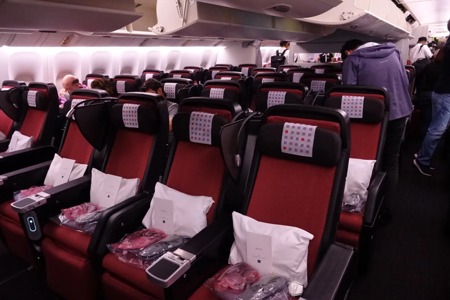 a row of seats in an airplane