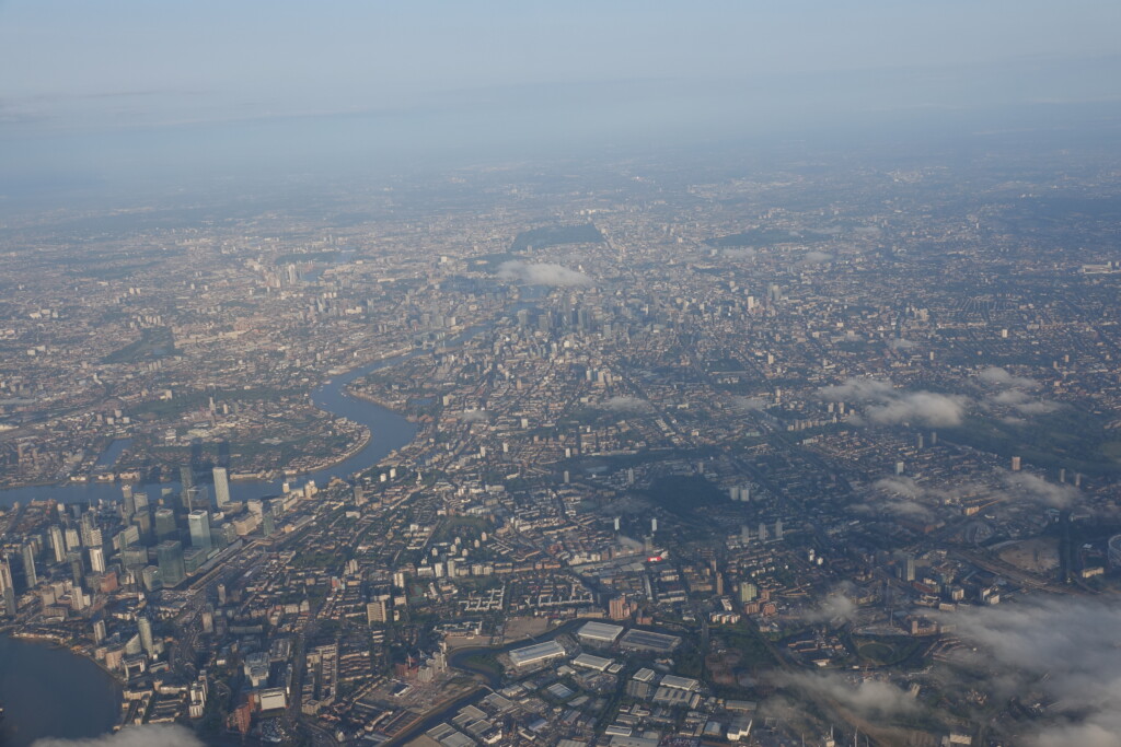 an aerial view of a city