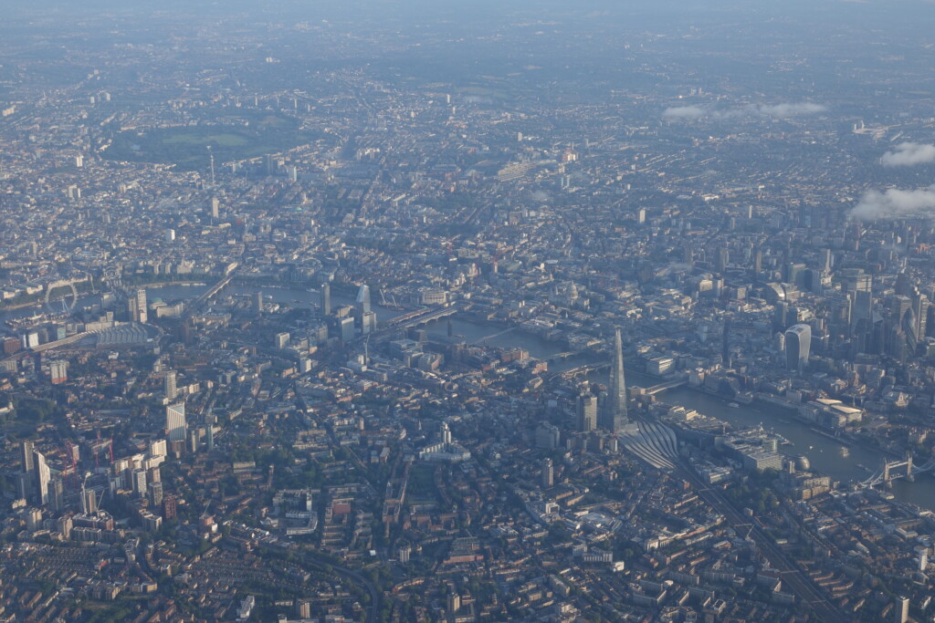 an aerial view of a city