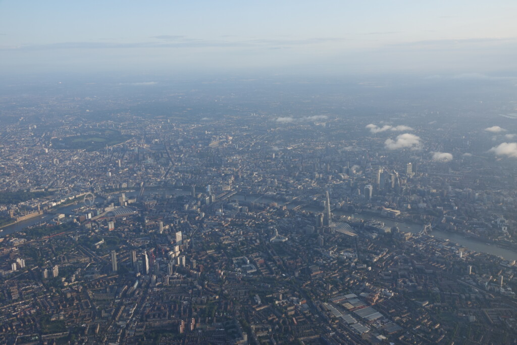 an aerial view of a city