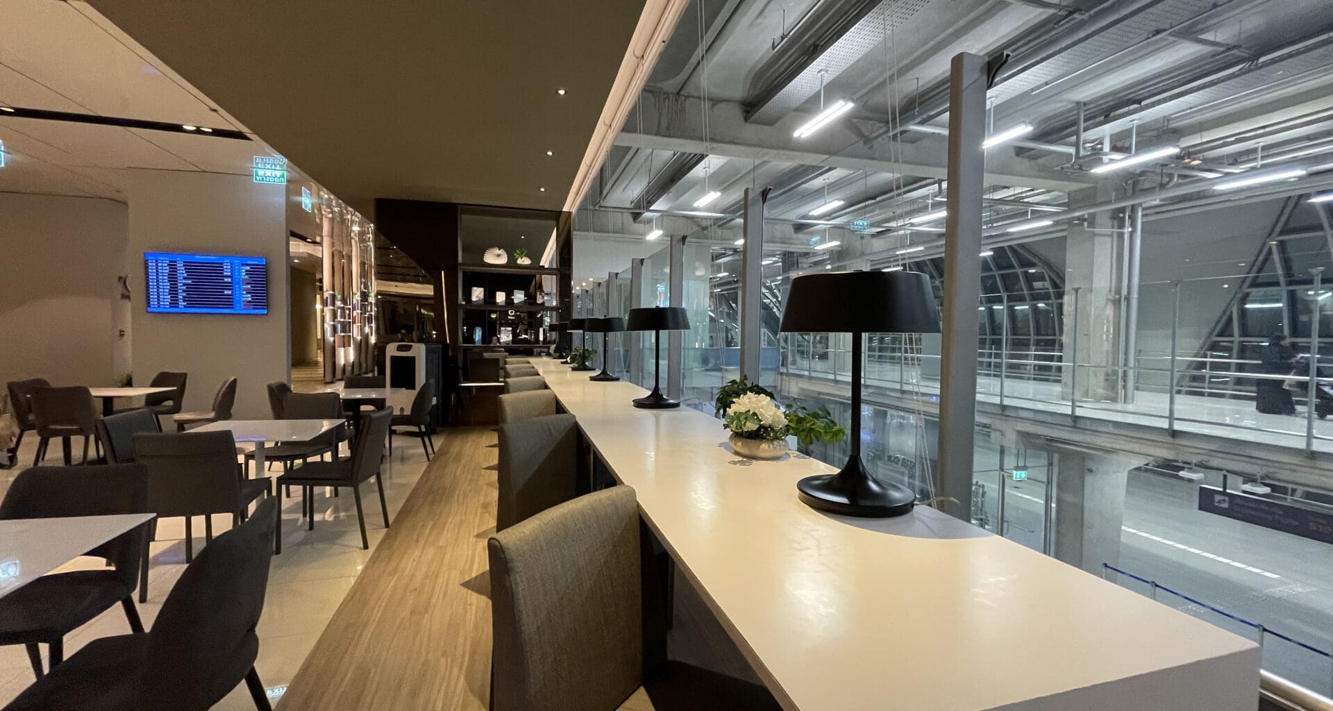 a room with a table and chairs