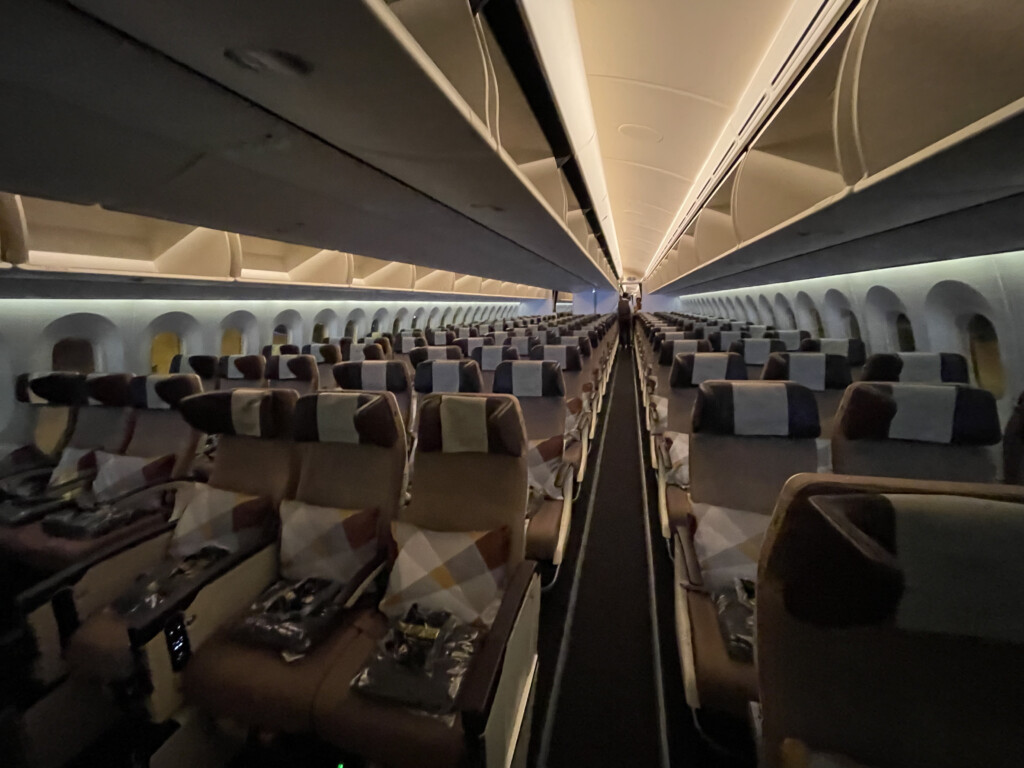 an airplane with rows of seats