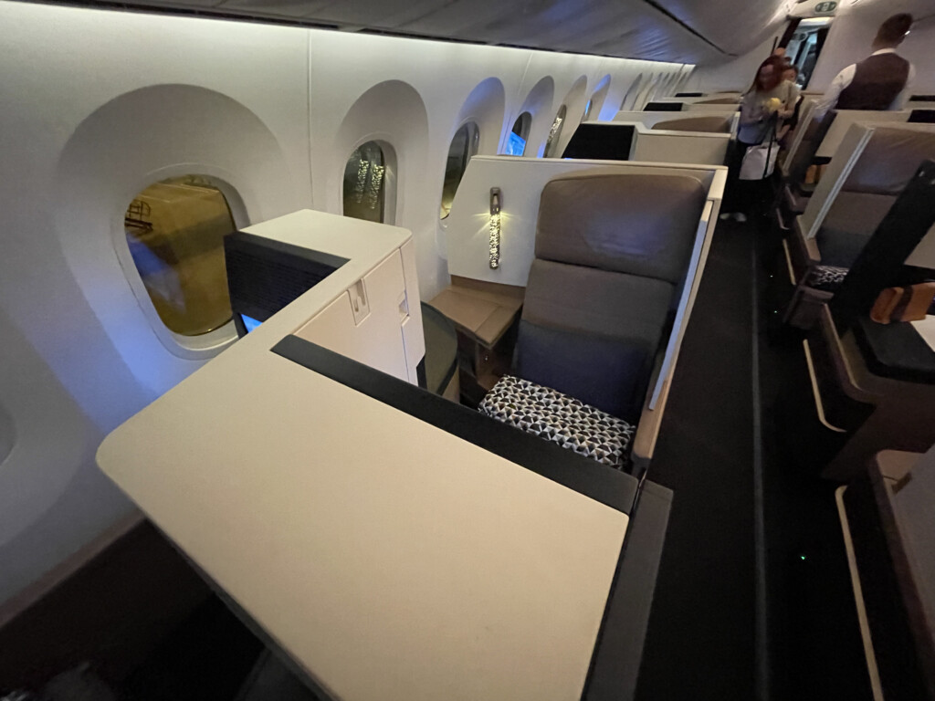 a plane with seats and windows