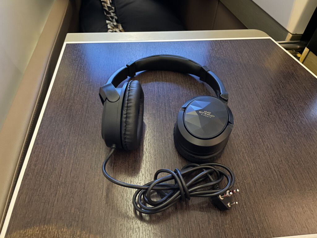 a black headphones on a table