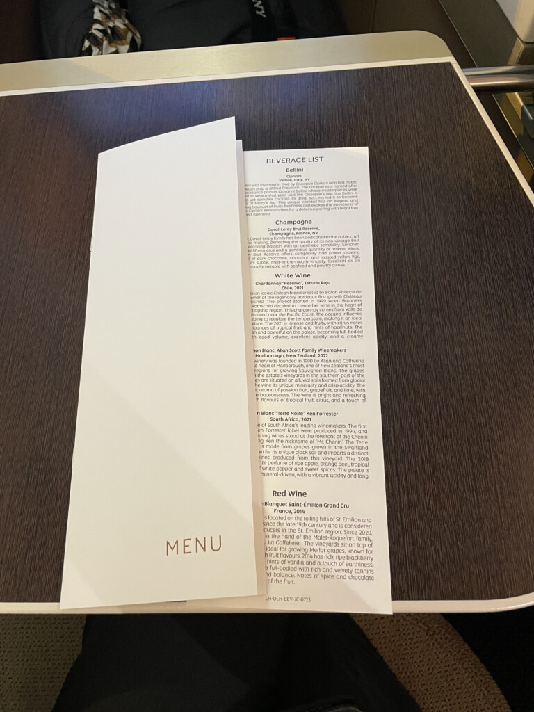 a menu on a table