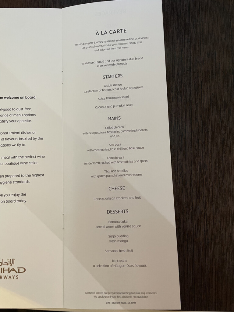 a menu on a table