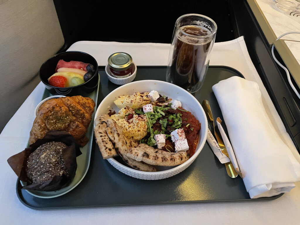 a tray with food on it