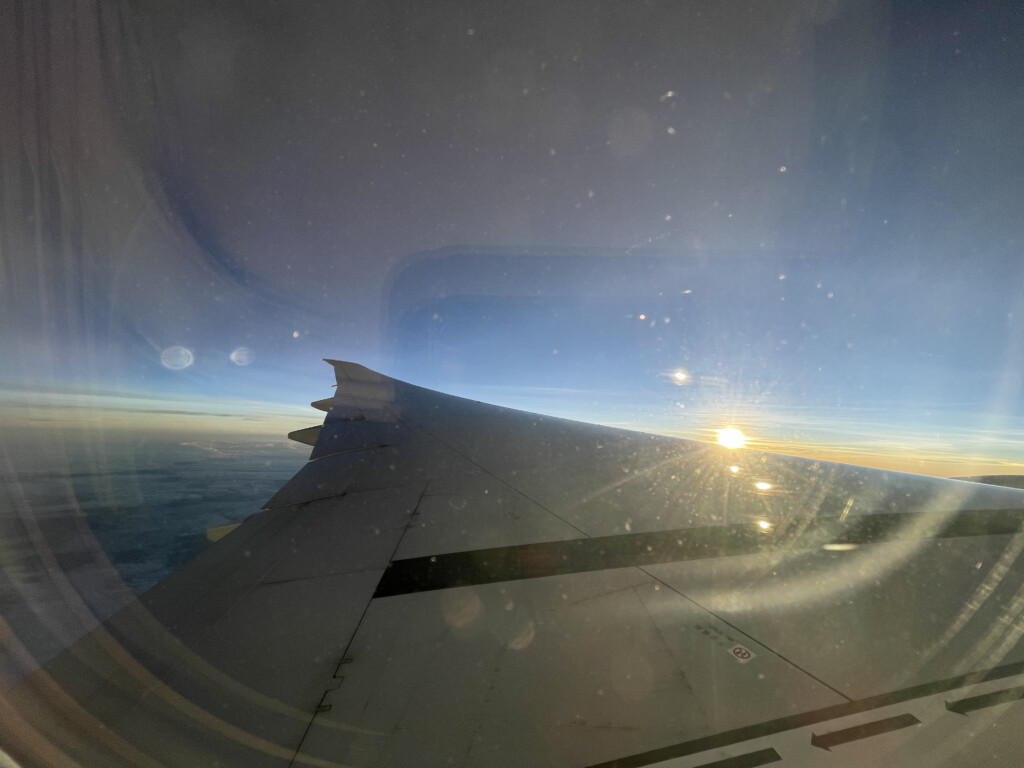 the wing of an airplane