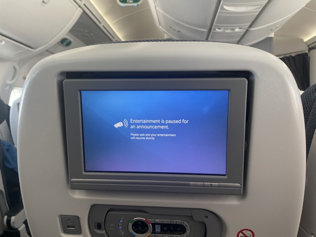 a screen on an airplane