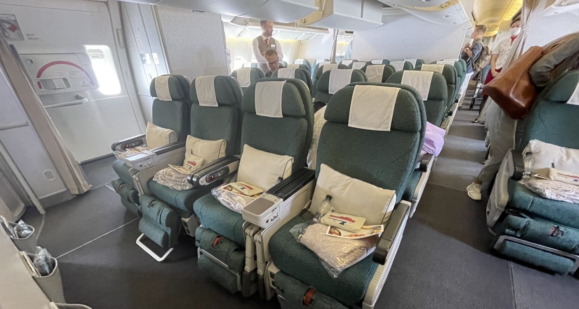 a row of seats in an airplane