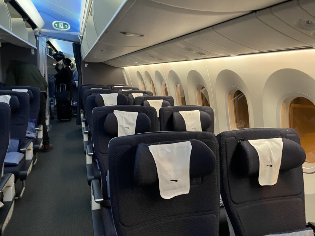 a row of seats on an airplane