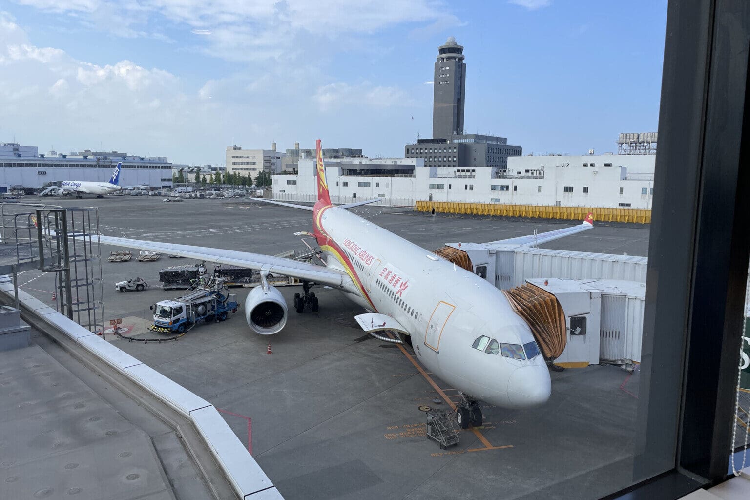 an airplane parked at an airport