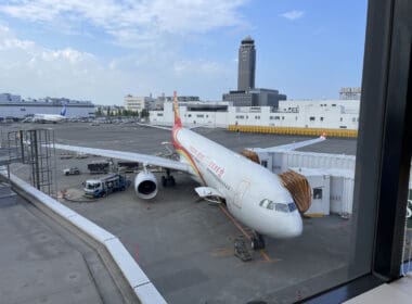 an airplane parked at an airport
