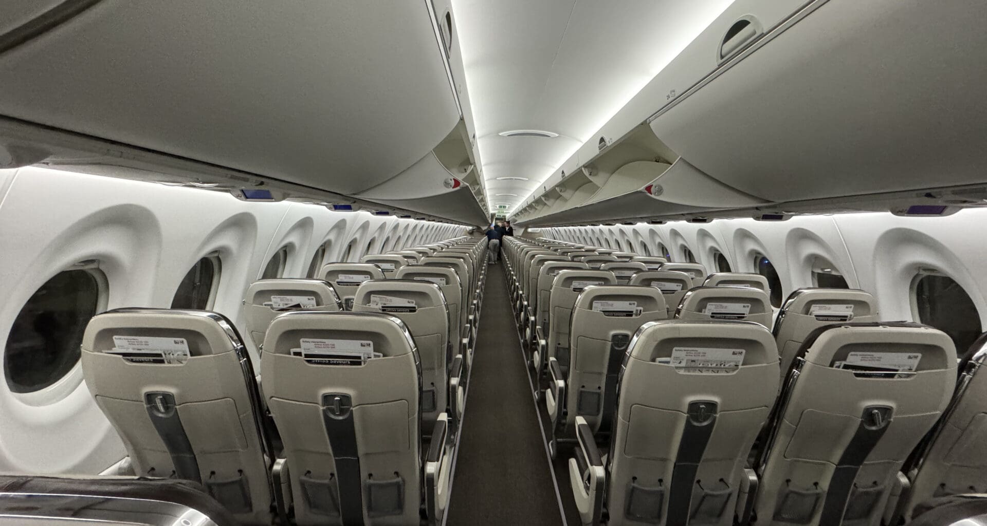 an airplane with rows of seats