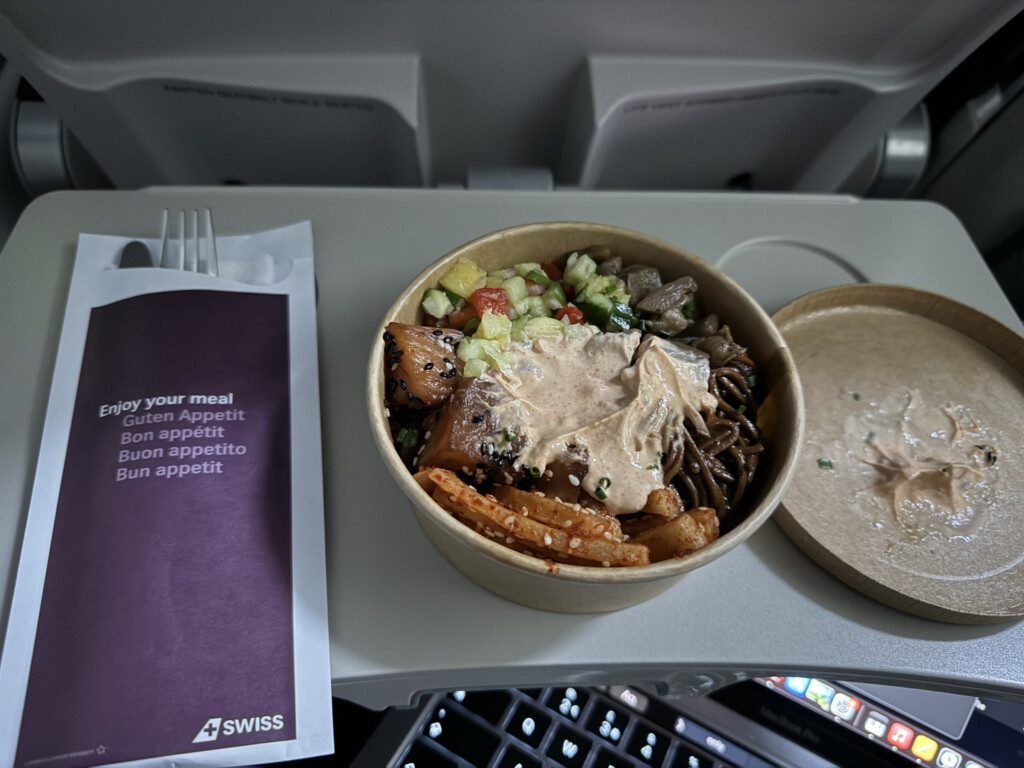 a bowl of food on a tray